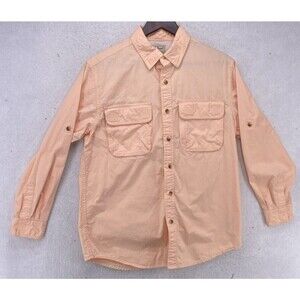 LL Bean Shirt Mens Size S Peach Breathable Vented Sleeve Fishing Hiking Outdoors